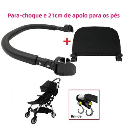 Imagem de Braço De Apoio Para Carrinho De Bebê Em Couro PU Com Barra De Proteção E Extensor De Apoio Para Os