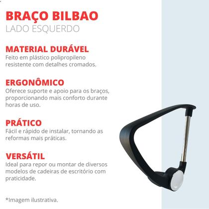 Imagem de Braço Esquerdo Bilbão Cadeira Diretor W58 Acabamento Cromado