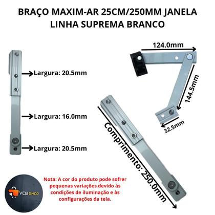 Imagem de Braço maxim-ar 25cm/250mm janela linha suprema branco par al