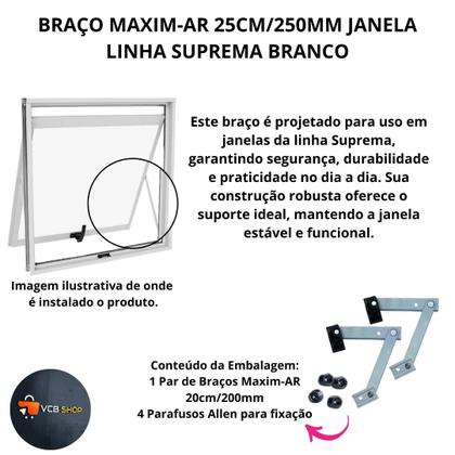 Imagem de Braço maxim-ar 25cm/250mm janela linha suprema branco par al