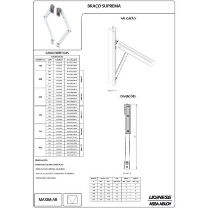 Imagem de Braço Maximar Articulado Udinese 810mm Bra725 Branco 6 Pares