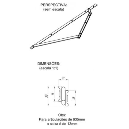 Imagem de Braço para Janela Maxim-Ar 290mm Preto Alumiconte BRA800 Par