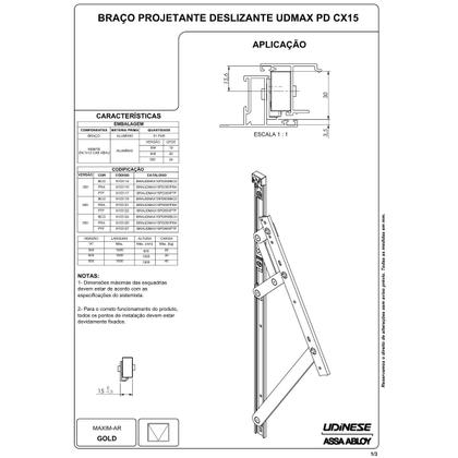 Imagem de Braço Projetante Deslizante Maximar Gold Udmax 350mm Preto 6 Pares