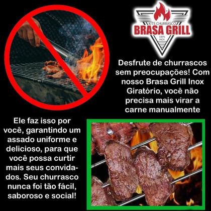 Imagem de Brasa Grill Tradicional Gira 4 Espetos Churrasqueira Giratória Bi Volts + 2 Espetos Picanha