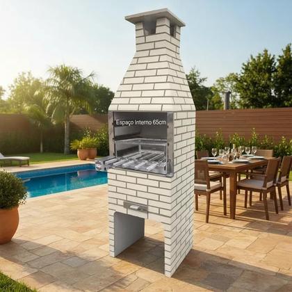 Imagem de Brasa Grill Tradicional Gira 5 Espetos para Churrasqueira Pré Moldada de 65cm Espaço Interno + Espeto Picanha + Espalha Brasa