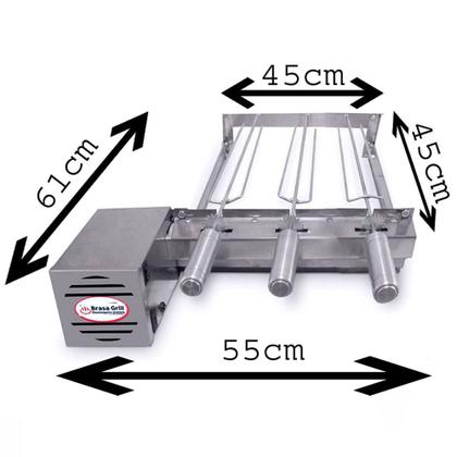 Imagem de Brasa Grill Único Andar Gira 3 Espetos Especial para Churrasqueiras Pré Moldadas 45cm Largura