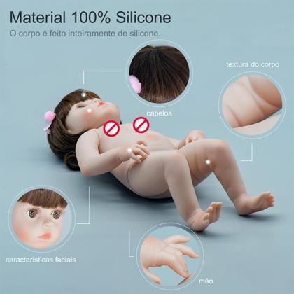 Imagem de Brastoy Boneca Bebê Reborn Realista Girafinha ou Coelho Menina de Silicone 48cm Olhos Castanhos