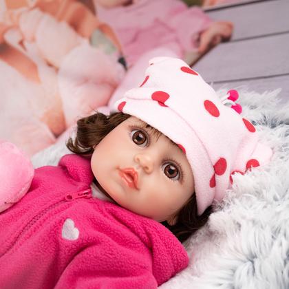Imagem de Brastoy Boneca Bebê Reborn Realista Girafinha ou Coelho Menina de Silicone 48cm Olhos Castanhos