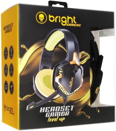 Imagem de Bright Headset Gamer LED USB P3 7.1 com Cabo Almofadado Haste Regulável Preto