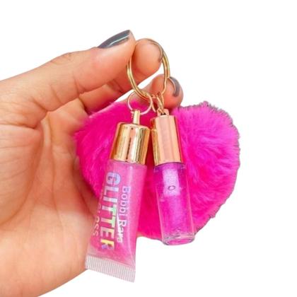 Imagem de Brilho Labial Gloss Glitter Rosa Coração Mimo Feminino