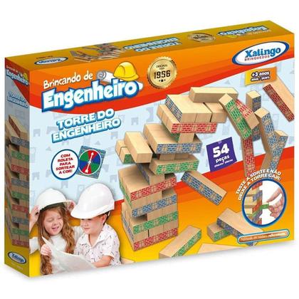 Imagem de Brincando de engenheiro torre de engenheiro 54 peças - xalingo - 53321