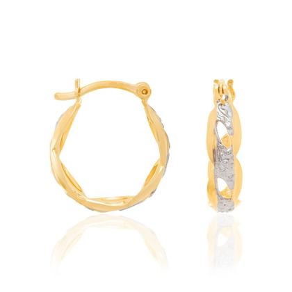 Imagem de BRINCO ARGOLA COM LATERAIS ONDULADASE APLIQUE DE RHODIUM Brinco feminino folheado a ouro 18k joia antialérgica presente feminino para melher