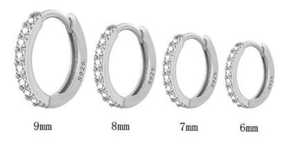 Imagem de Brinco Argola Com Pedra De Zircônia Prata 925 6 8 Mm Clicker