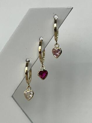Imagem de Brinco Argola Com Pingente Coração Ouro 18k Infantil Adulto