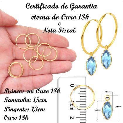 Imagem de Brinco Argola Com Pingente Ouro 18k