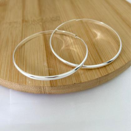 Imagem de Brinco Argola Elegante 7cm De Prata Maciça 925