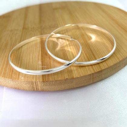 Imagem de Brinco Argola Elegante 7cm De Prata Maciça 925