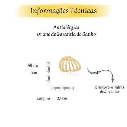 Imagem de Brinco Argola Pequeno Semi Joia Banhado Ouro 18k