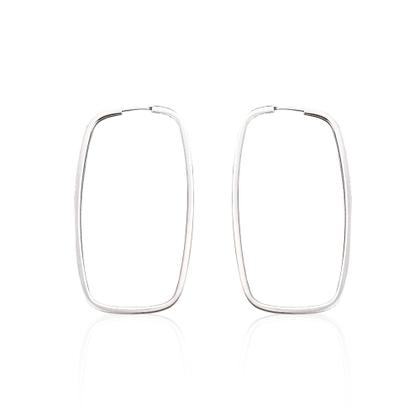 Imagem de Brinco Argola Retangular 2,8 cm Em Ouro Branco