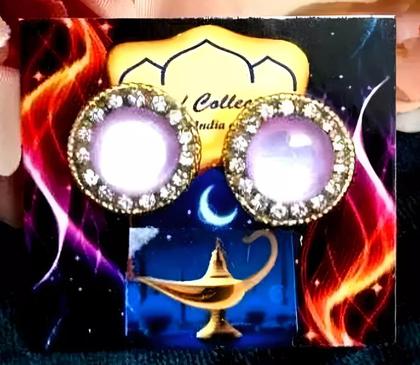 Imagem de Brinco Artesanal Indiano Kundan, Pequeno, Cod. Hc-4