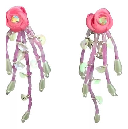 Imagem de Brinco Artesanal Maxi Indiano, Mini Rosa C/ Miçanga HC-11