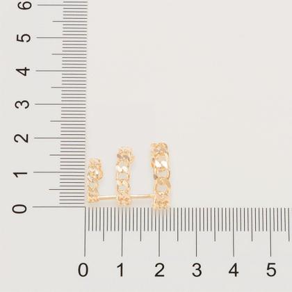 Imagem de Brinco  banhado ouro 3x 24k 18k e 22k  pressão femininos ear cuff corrente elo piercing rommanel triplo 526582