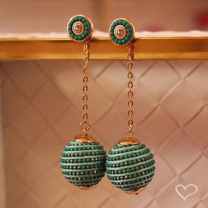 Imagem de Brinco bola fio verde maria clara