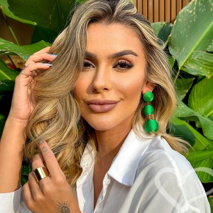 Imagem de Brinco bolas fio verde bandeira maria elimia