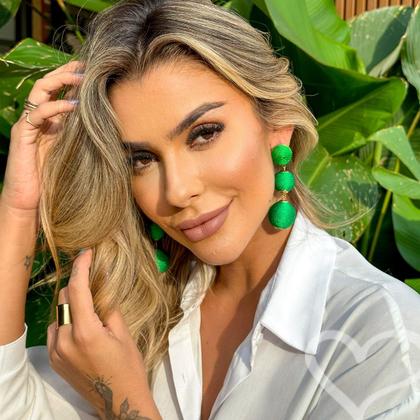 Imagem de Brinco bolas fio verde bandeira maria elimia