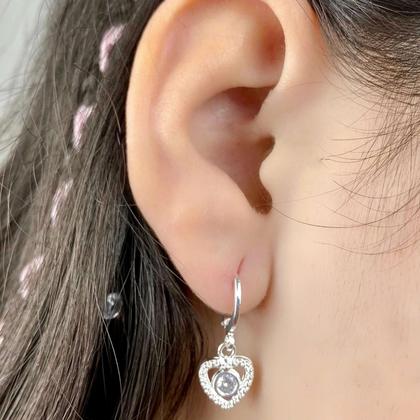 Imagem de Brinco Click Coração Cravejado Banhado a Prata 925