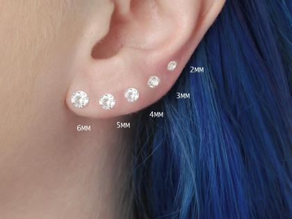 Imagem de Brinco Com Pedra Zirconia Redonda 4Mm Brilho Prata 925