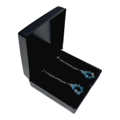 Imagem de Brinco de Aço e Corrente e Apatita Natural Facetada