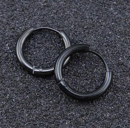 Imagem de Brinco de Argola Preto Aço Cirúrgico