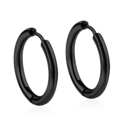 Imagem de Brinco de Argola Preto Aço Cirúrgico