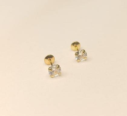 Imagem de Brinco de Ouro 18k Ponto de Luz Zircônia 4mm