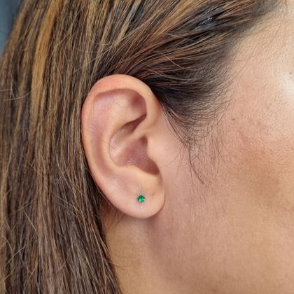 Imagem de Brinco de Ouro 18k Zircônia de 3mm Infantil, bebê, recém nascido ou 2 furo - COR A ESCOLHER