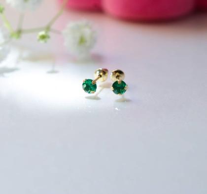 Imagem de Brinco de Ouro 18k Zircônia de 3mm Infantil, bebê, recém nascido ou 2 furo - COR A ESCOLHER