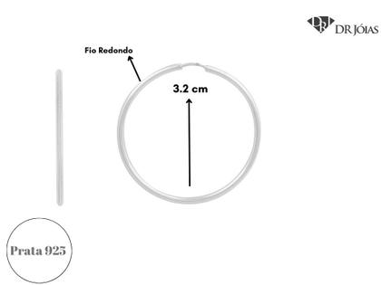 Imagem de Brinco De Prata 925 Argola Redonda Média Feminina 3.2cm