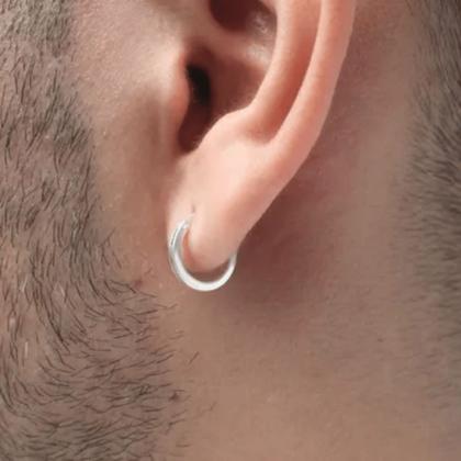 Imagem de Brinco De Prata 925 Legitima Masculino 10mm Argola Fechada