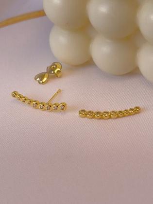 Imagem de Brinco Ear Cuff Marina Bolinhas de Zircônia Cristal Banhado em Ouro 18k