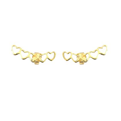 Imagem de Brinco Ear Cuff Mini Coracoes Vados Folheado Em Ouro 18K