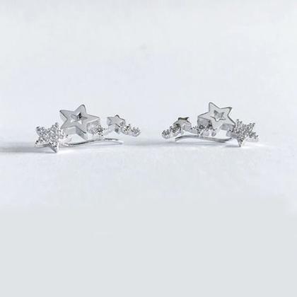 Imagem de Brinco Ear Cuff  Pedra Zirconia Prata Dourado Estrela Pequen