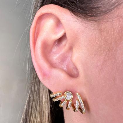 Imagem de Brinco Ear Cuff Ponto de Luz Cravejado Banhado em Ouro 18k