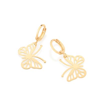 Imagem de Brinco Feminino Argola Borboleta Banhado a Ouro 18k 526776