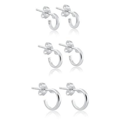 Imagem de Brinco Feminino Trio Argola A Prata 925 Antialérgico