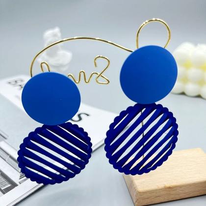 Imagem de Brinco Festa Feminino Delicado Luxo Argola Dangle Azul