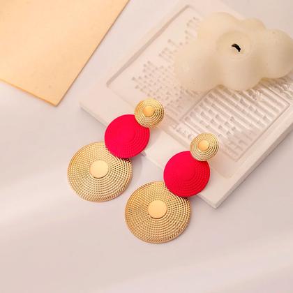 Imagem de Brinco Festa Feminino Delicado Luxo Argola Dangle Vermelho