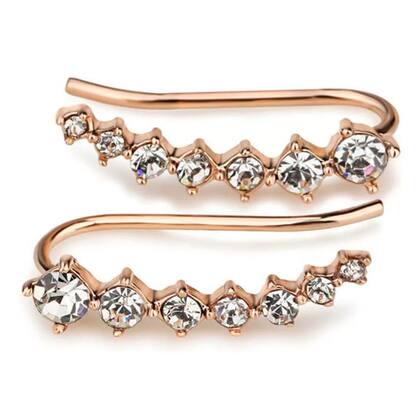 Imagem de Brinco Festa Feminino Delicado Pérola Ear Cuff Strass O Par -