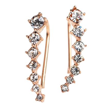 Imagem de Brinco Festa Feminino Delicado Pérola Ear Cuff Strass O Par -