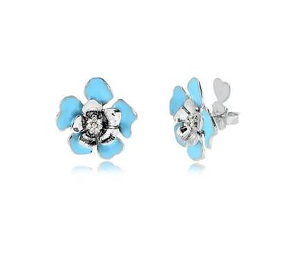 Imagem de Brinco Flor Resina Azul Armazém Rr Bijoux